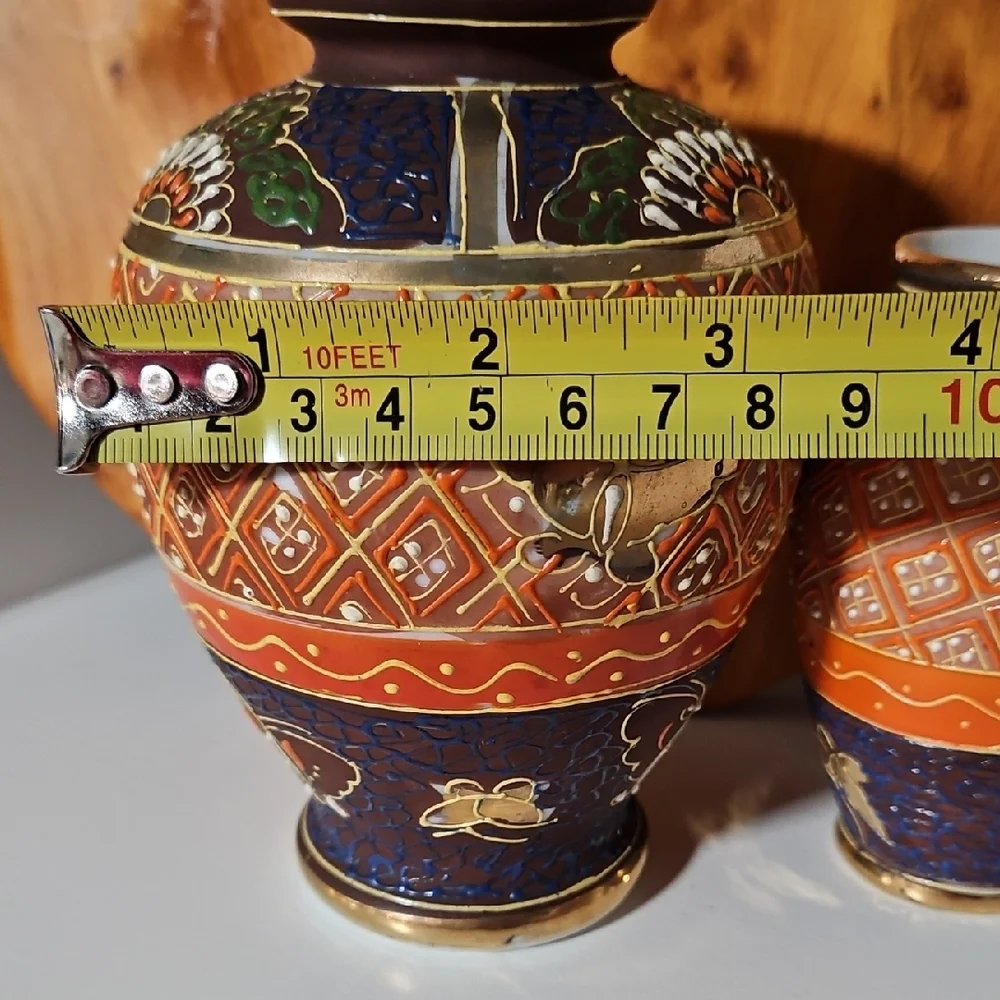 VTG Hand Painted Goldcastle Japan Moriage Butterfly Vase, Set of 2